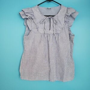 J. Crew Blue and White Striped Blouse